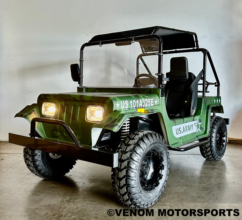 Venom 200cc Mini Jeep | Willys Edition | Full-Size | Automatic Army Green