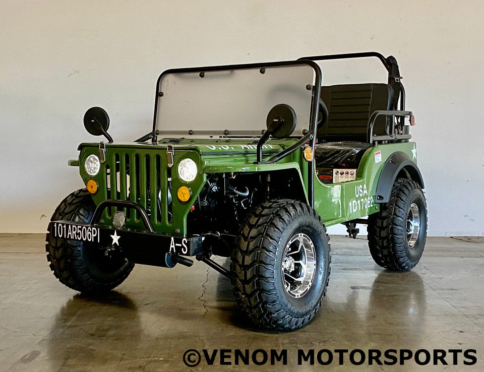 Venom Mini Jeep | 125cc | 2 Seater | Willys Edition | 3 Speed Army Green