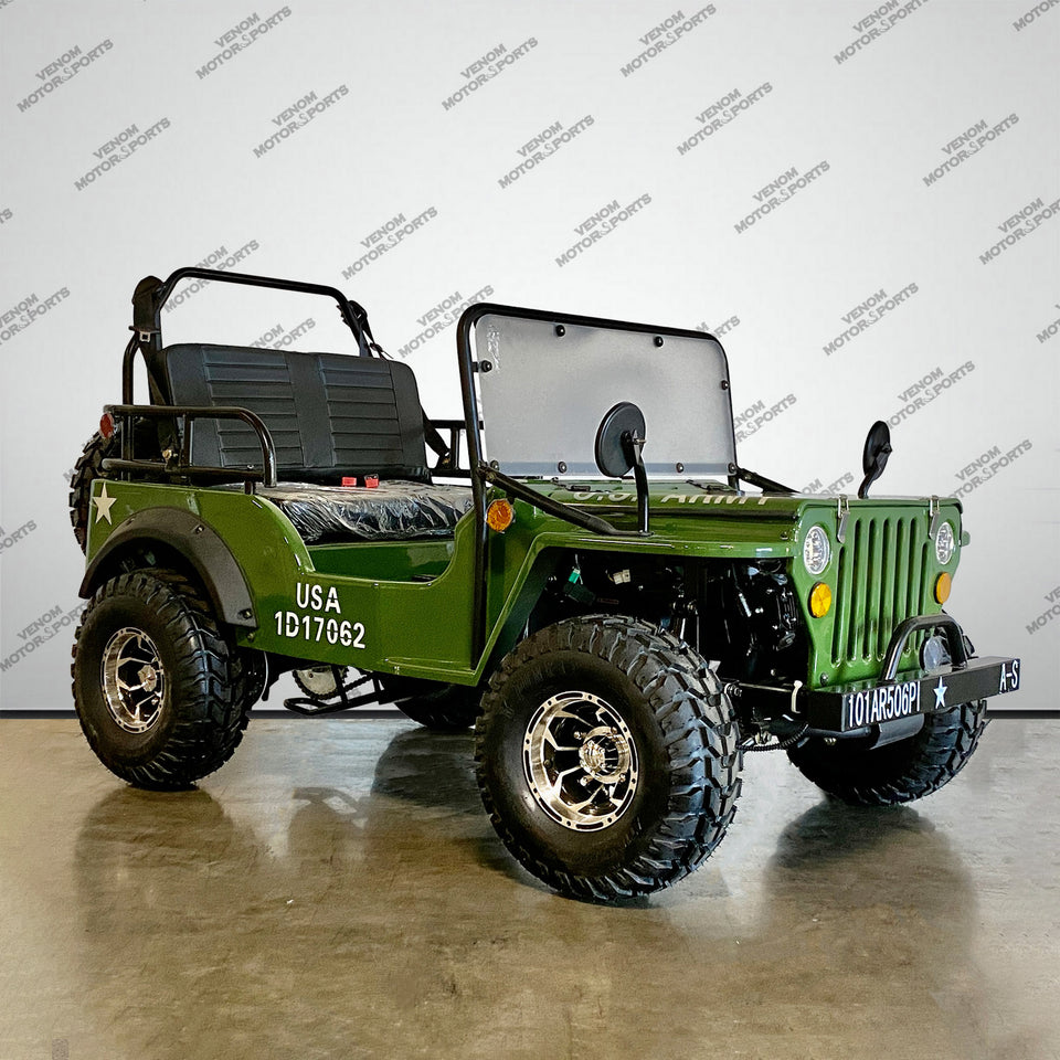 Venom Mini Jeep | 125cc | 2 Seater | Willys Edition | 3 Speed Army Green