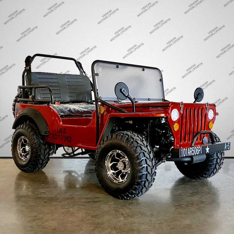 Venom Mini Jeep | 125cc | 2 Seater | Willys Edition | 3 Speed Red