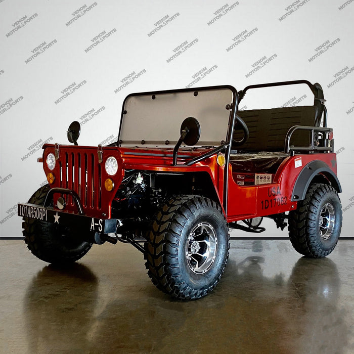 Venom 125cc Mini Jeep | Willys Edition | 3-Speed | Off Road Red