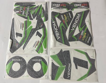 1600w Pro Electric Dirt Bike 48v | Decal Kit (307600010) Green Black White
