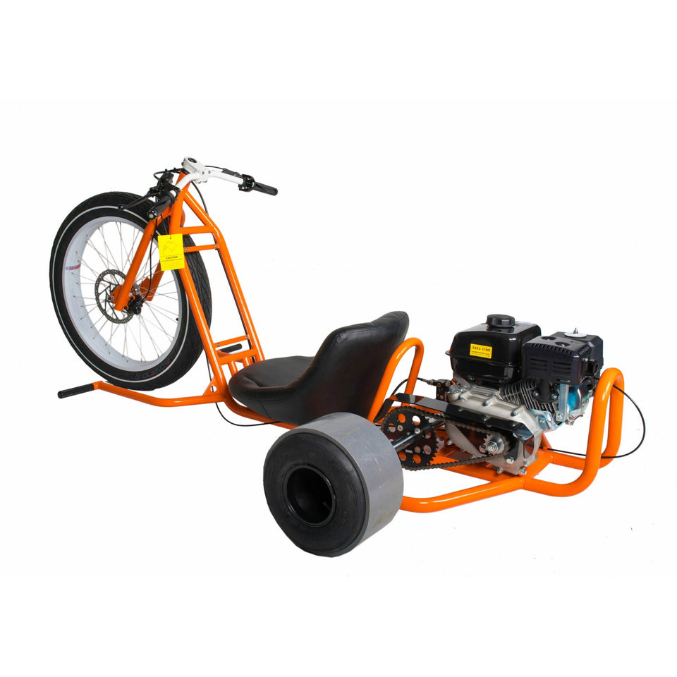Venom Drift Trike | 200cc | 6.5HP Orange & Black (Black Seat)