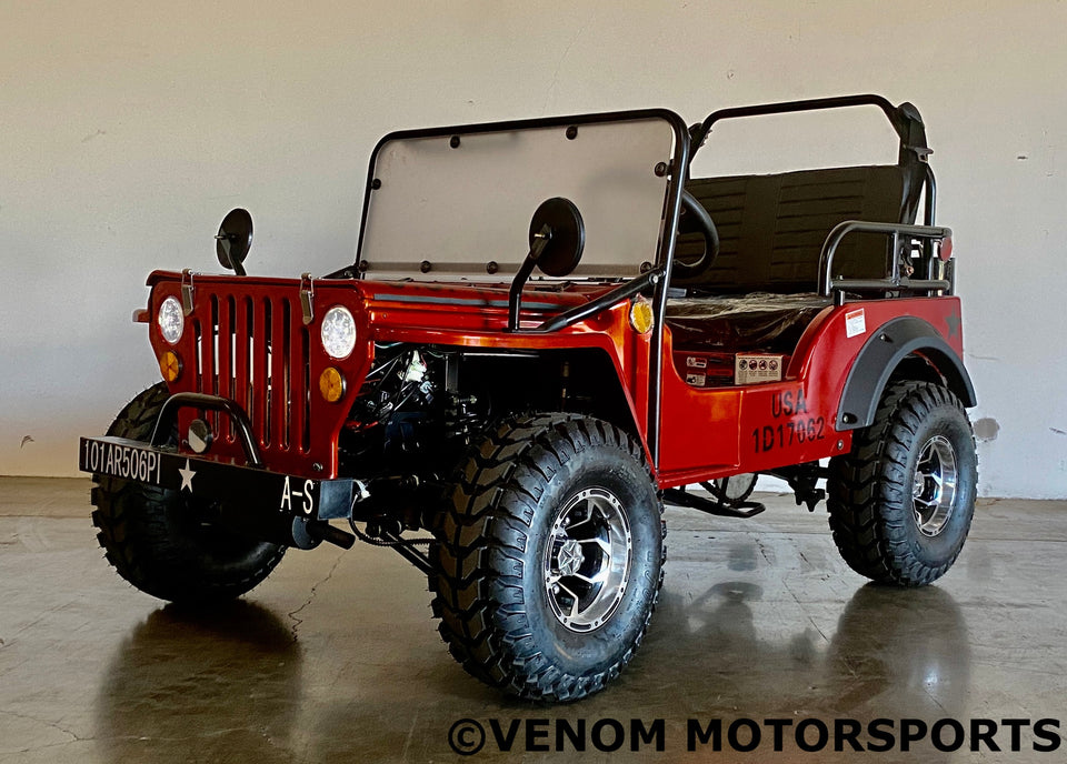 Venom 125cc Mini Jeep | Willys Edition | 3-Speed | Off Road Red